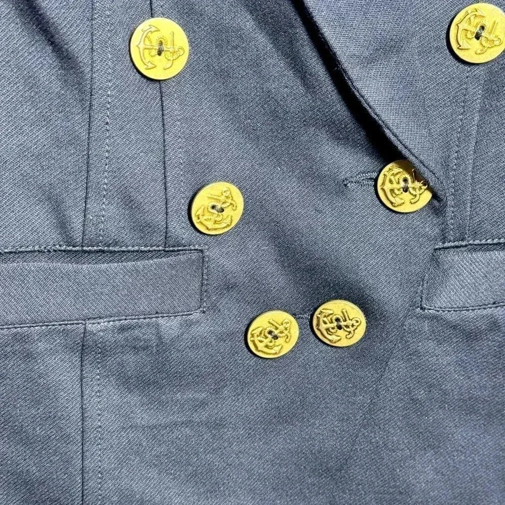 CAbi Navy Preppy Blazer Women’s Size 6 Yacht Club Nautical Gold Buttons